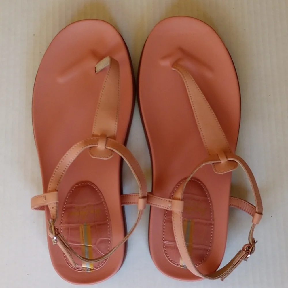 NWOB Sam Edelman Naomi Leather Ankle Strap Thong Sandals 7.5 Salmon Pink - Picture 3 of 10